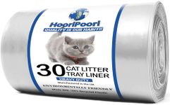 HooriPoori Eco 30 XL Extra Large Heavy Duty Cat Litter Tray Liners on a roll Scratch Resistant Plastic Bags Environmentally Friendly 100% Recycled Material