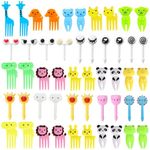 EZ LIVING 50pcs Multicolor Mini Food Fork for Kids uses with Animal Pattern Fun and Creative Ways to Use Food Fruit Forks for Kids Make Adorable Animal Designs with Bento Box Decor Forks