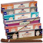 Satya Incense Sticks Variety Pack #9 and Incense Stick Holder Bundle with 6 Money Themed Fragrances