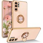 DOMAVER Huawei P30 Pro Case with 360° Ring Holder, Shockproof Slim Kickstand Magnetic Support Car Mount Women Men Non-Slip Protective Phone Cover for Huawei P30 Pro 6.47", Rose Gold