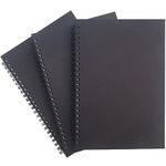 Spiral Notebook, Wirebound Notebooks, 3 Pack Sketch Pads& Planners, Unlined Paper, 60 Sheets, 21cm×15cm（Black, Blank）