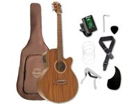 Bamboo Acoustic Electric Guitar 40"Acacia Cutaway Guitar. Complete Beginner Kit for Adults ands Teens with Gig Bag, Pick, Tuner, Strings, Capo, Strap, pickguard and Truss Rod Key.
