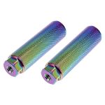 X AUTOHAUX Pair 100x28mm Axle Foot Pegs for Bike Fit 3/8 Inch Axles Multicolor