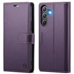 for Samsung Galaxy A15 5G Wallet Case with RFID Blocking Credit Card Holder, PU Leather Folio Flip Kickstand Protective Shockproof Cover Women Men for Samsung A15 Phone Case (Purple)