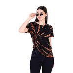 Stories.Label Women Tie Dye Printed Cotton Tshirt Include Plus Size, Half Sleeves Summer Fashion Tops for Girls Stylish Western (Black, 2XL)