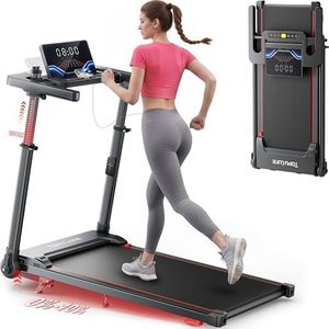 Laufband für Zuhause 12km/h, 6 IN 1 Elektrisches Laufband mit 10% Steigung, 1080MM Einziehbares Steigrohr, Controllo App, 360° Tablet Holder, 2.5HP Leiser Motor, LED Anzeige (Rot)