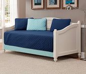 Linen Plus 5pc Daybed Cover Set Reversible Embossed Bedspread Navy Blue/Light Blue New