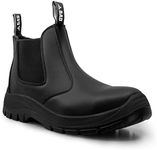 BAD WORKWEAR Men's Hurricane Work Boots – Premium Water-Resistant Leather, Orthopaedic Innersole | Oil, Acid, and Water Resistant, Heat-Resistant TPU Outsole Up to 130 Degrees | UK8/US 9 | Black