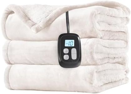 LaffyLo Electric Heated Blanket Full Size 72 x 84, Fast Heating Blanket, Dual-Sided Flannel Sherpa, 10 Heat Settings, 1-12 Hour Auto Off, Machine Washable, White