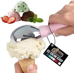 GORILLA GRIP BPA-Free Heavy Duty Ice Cream Scoop, Comfortable Ergonomic Handle, Professional Grade Scooper for Perfect Round Scoops, Spoon Frozen Hard Gelato, Sorbet, Cookie Dough, Kitchen Tool, Pink