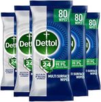 Dettol Protect 24 Multipurpose Wipes, Multipack of 5 x 80s, Total 400 Wipes