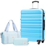 LONG VACATION Luggage Sets 28 in Suitcase ABS Hardshell Luggage 3 Piece Set with TSA Lock Spinner Wheels(Sky Blue, 28 INCH)