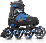 Inline Skates for Adults Men Women, Adjustable Aggressive Durable Roller Saktes with Giant Wheels, High Performance Skates for Male Female Blue Size 8 9 10 11