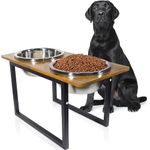 Elevated Dog Bowls for Large & Extra Large Breed Dogs - Raised Dog Feeding Station with Two Stainless Steel Bowls - Helps to Reduce Strain on Dog’s Neck & Joints - 3500 ML Capacity Tall Dog Bowl Stand