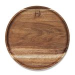 YANGQIHOME Round Wood Tray, Wooden Serving Tray, Acacia Plates, Appetizer Charcuterie Board, Tray Organizer for Kitchen/Countertop, 30 x 30 x 2 inch