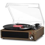 Vinyl FYDEE Player Belt-Drive 3-Speed Turntable with Speakers, Supports Headphone Jack, AUX IN, RCA Output - Gray