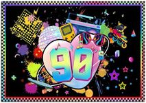 7x5Ft Back to The 90s Backdrop, 90s Backdrops for Photoshoot Retro 90'S Hip Hop Photo Background Neon 90 S Theme Party Decorations Banner Props Supplies