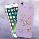 EYZUTAK Phone Case for iPhone se 2022 5g/iPhone7/8/se,Gradient Glossy Butterfly Case Slim Shockproof Case Silicone Soft TPU Case Bumper Case Anti-Slip Ultra Thin Protective Cover-Purple