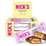 NICKS Keto Protein Bar Almond Caramel, 13 g Protein, 201 Calories, Low Carb Chocolate Snacks No Added Sugar Gluten Free (12 x 50 g)