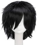 S-noilite Unisex Short Black Wig Wo