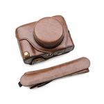 MUZIRI KINOKOO Fuji X100V Case Bag, PU Leather Case for Fujifilm X100V with Shoulder Strap Fuji X100V Protective Case Add Grip to Camera-Coffee