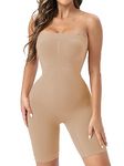 Lynclare Strapless Shapewear Bodysuit Body Shaper Tummy Control Thigh Slimming Black S, Sienna, Medium