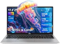 NIMO 17.3 FHD IPS Laptop Computer, 12th Gen Intel Core i3-1215U (Beat i5-1135G7, Up to 4.4GHz, 6 Cores), 32GB RAM 1TB SSD, Fingerprint, Backlit Keyboard, Type C 65W, Wi-Fi 6, BT5.2, USB3.2, Win 11