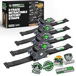 Rhino USA 2”x10’ Retractable E-Track Ratchet Straps: 3,033 Max Break Strength – Perfect for UTV’s, ATV’s and Other Cargo (Black - 4 Pack)