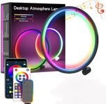 Earwig LED Circle Dimmable Table Lamp Bedroom Decor RGB Music Sync Lighting NightlightTuya APP remote WIFI control round ring RGB magic color atmosphere night light desk lamp(RING LIGHT)