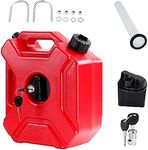 1.3 Gallon/5L Gas Can with Lock and Keys Portable Gasoline Tank 10L Oil Petrol Storage Cans Spare Emergency Backup Petrol Tanks Mount for Motorcycle SUV ATV (1.3 gallon/Red)