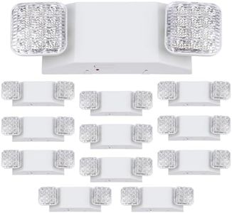 GRUENLICH LED Commercial Emergency Light with Dual Head and Backup Battery, US Standard, AC 120-277V, Hardwired Emergency Light Fixtures for Business Office Power Outages, 12-Pack