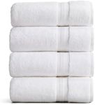 Springtree Home Quick Dry 100% Cotton Bath Towel Set | 4-Pack | White