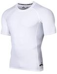 LAFROI Men's Short Sleeve UPF 50+ Baselayer Skins Compression Rash Guard (Sym White, Medium)