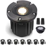 Gardenreet Low Voltage Brass Well Lights - 12V In-Ground LED Weatherproof Fixture, Hardwired Replaceable Bulb Fixture, Antique Bronze for Tree Wall House with 2700K Warm White MR16 Bulb