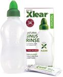 Xlear Nasal Rinse System with Xylitol, Natural Saline Neti Pot Sinus Rinse with Xylitol, Fast Sinus Pressure and Congestion Relief, 2 Rinse Bottles