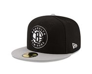 New Era NBA Brooklyn NETS Men's 2-Tone 59FIFTY Fitted Cap, 7.875, Black