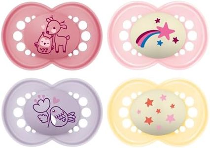 MAM Day & Night Pacifiers, Glow in The Dark Pacifier for Breastfed Babies, 6-16 Months, Girl