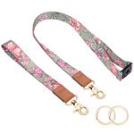 Wisdompro Neck Lanyard & Wrist Lanyard Set, Breakaway Lanyard and Wristlet Keychain for Car Keys, ID Badge Card Holder, Wallet - Ash Gray Flower