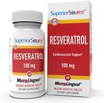 Superior Source Resveratrol 100 mg, Quick Dissolve MicroLingual Tablets, 60 Ct, Cardiovascular Health, Healthy Aging, Brain Health, Antioxidant Support, Gluten-Free, Non-GMO