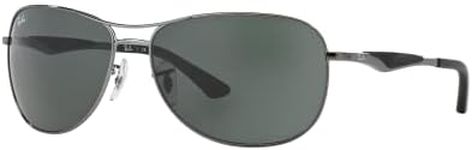 Ray-Ban Men's RB3519 Aviator Sunglasses, Gunmetal/Green, 59 mm