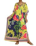 Bsubseach Womens Caftan Swimsuit Cover Ups for Swimwear Boho Maxi Dress Summer Beach Outfits Yellow