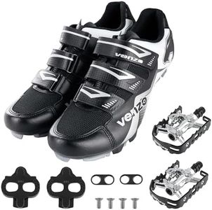 Venzo Mountain MTB Bike Bicycle Men’s Cycling Shoes with Multi-Function Clipless Pedals & Cleats - Compatible with Shimano SPD & Crankbrother System - Size 50