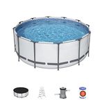 Round Portable Swimming Pool Metal Frame (12ft x 4ft(Filter,Ladder & Pool Cover)) (56420)