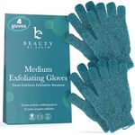 Exfoliating Gloves (2 Pairs, 4 Gloves) - Medium Exfoliating Glove for Dead Skin, Body Shower Scrubber, Shower Body Exfoliator Bath Glove for Women & Men