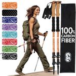 Hiker Hunger Carbon Fiber Trekking Poles for Hiking Collapsible, Nordic Walking Poles for Women, Lightweight Hiking Poles Women Lightweight Collapsible, Walking Sticks for Hiking for Seniors - Orange