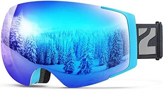 ZIONOR X4 Lunettes de Ski Aimant Double Couche Lentille Conception Sphérique Anti-buée Masque de Ski avec Protection UV Sangle Antidérapante pour Hommes Femmes