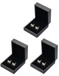 PU Leather Small Cufflink Gift Box Jewelry Display Case,Pack of 3 (Black)