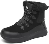 Dannto Womens Winter Snow Boots Warm Fur Lined Ankle Shoes Water Resistant Booties Non Slip Sole Black 6