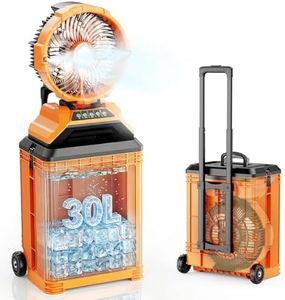 30L Bucket Portable Misting Fan, 30000mAh Rechargeable Battery Powered Oscillating Cooling Fan, 4 Strong Winds, Brushless Motor Outdoor Fans for Fishing/Travel/Garden/Golf/Tent/Office