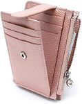 Fependu Slim Wallet for Women Thin Womens Card Holder RFID Blocking Genuine Leather Small Wallets Pearl Pink